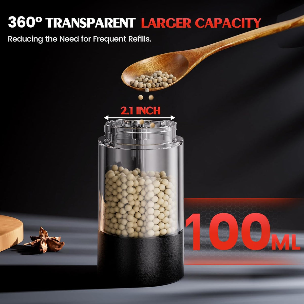 Electric Salt and Pepper Grinder Set with LED Light