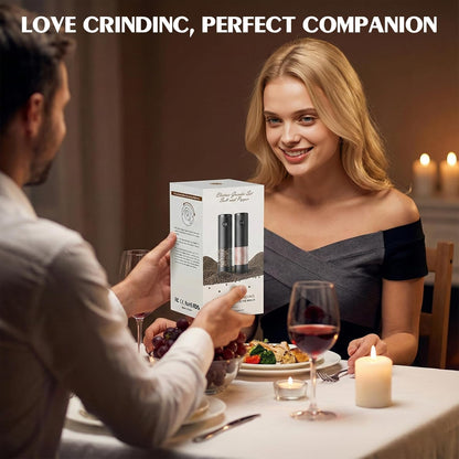 Electric Salt and Pepper Grinder Set with LED Light
