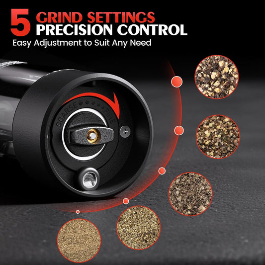 Electric Salt and Pepper Grinder Set with LED Light
