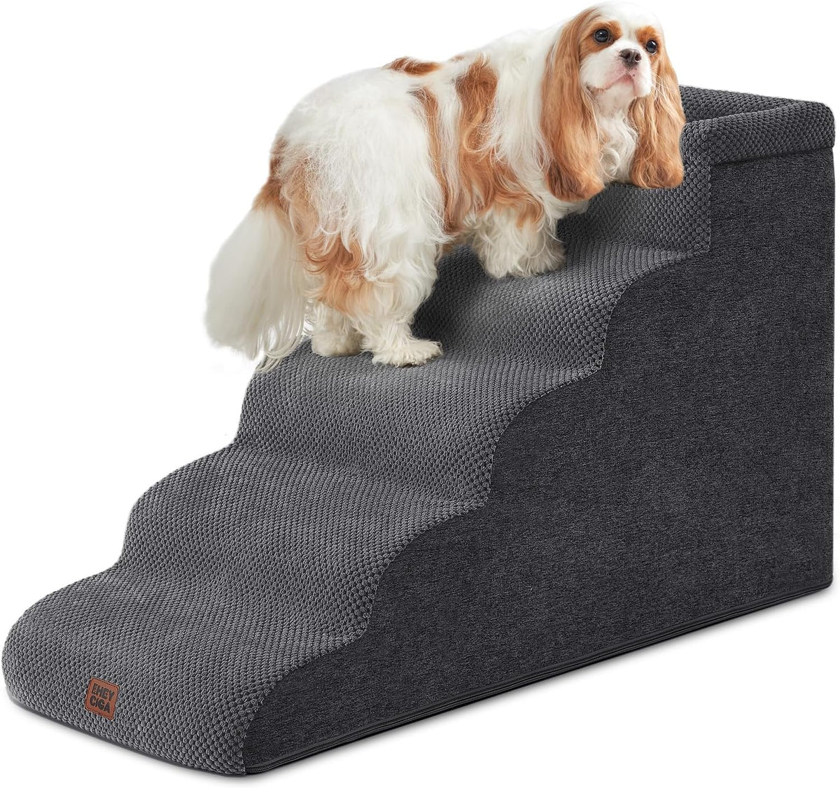 🐾 5-Step Curved Pet Stairs for Dogs & Cats – Soft Foam Steps for Beds and Sofas